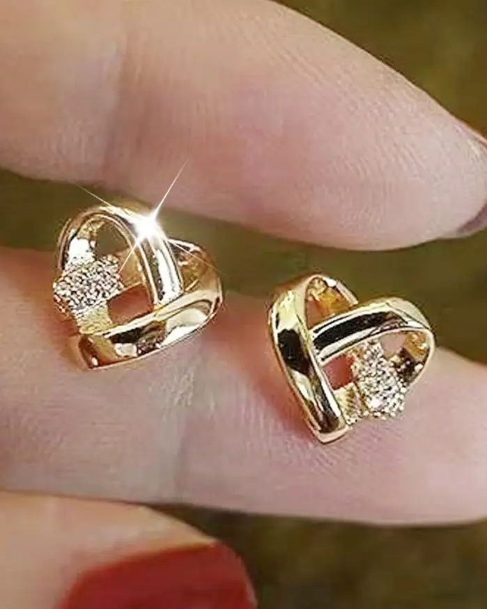 Pendientes de amor eternidad para mujer, Piercing para oreja, Color plateado/dorado, pendientes de corazón a la moda, joyería de boda elegante 1