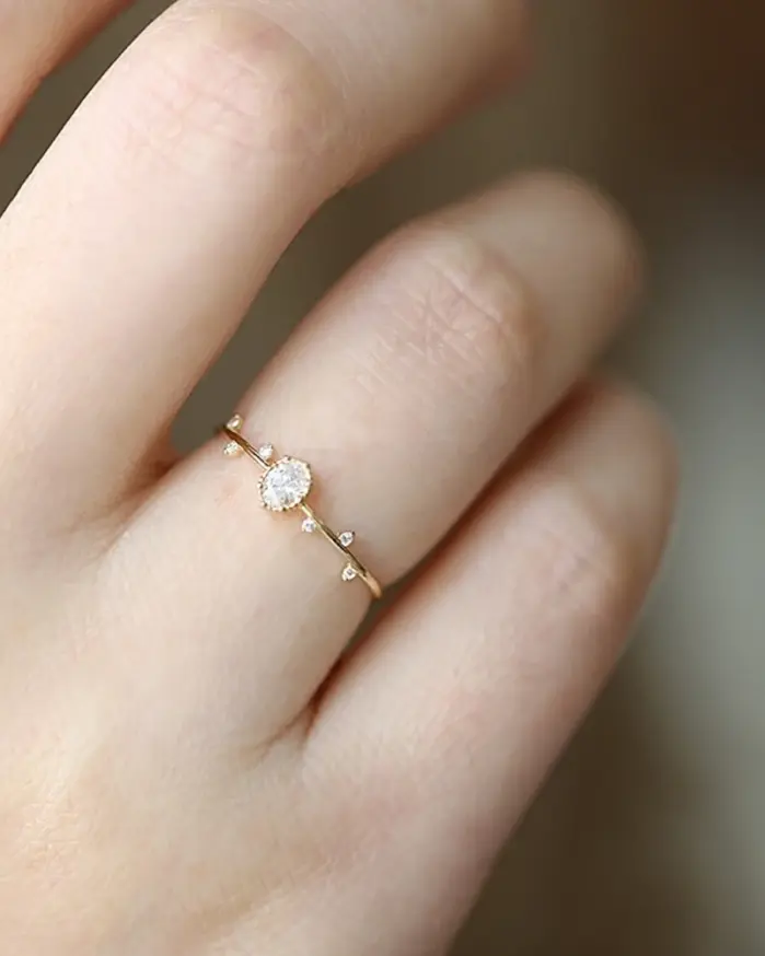 anillos finos delicados para mujer, anillos de boda de circonia cúbica de cristal con incrustaciones de Color dorado, joyería exquisita para mujer, venta al por mayor 2