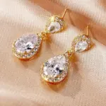 Huitan-pendientes colgantes a la moda para mujer, accesorios para fiesta de boda, estilo 6 colores, circonita cúbica de pera con incrustaciones, joyería elegante y versátil 1