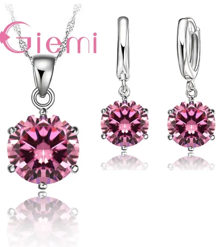 Collar de plata de ley 925 más barato para mujer, regalo de vacaciones, joyería de boda, colgante de circón cúbico de 6 garras, compromiso 1
