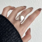 925 anillos de plata esterlina para mujer pareja minimalista hecho a mano Simple anillo abierto grande fiesta prevenir alergias joyería regalos de vacaciones 3