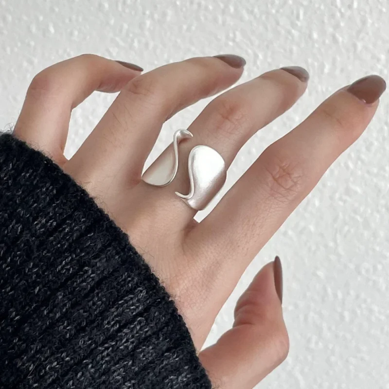 925 anillos de plata esterlina para mujer pareja minimalista hecho a mano Simple anillo abierto grande fiesta prevenir alergias joyería regalos de vacaciones 3