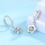 Pendientes de plata 925 con circonita para mujer, aretes simples de flor de ciruelo, aros y pendientes elegantes, regalo, 2 uds. 5