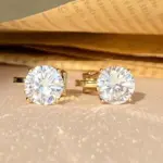 Pendientes de Clip de cobre de circonita cúbica redonda para mujer, Color dorado, cristal, Metal, fiesta, boda, joyería diaria, moda 2