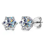 Pendientes de moissanita de Color Real de 1 CT D para mujer, joyería de boda brillante de Plata de Ley 925 de alta calidad 2
