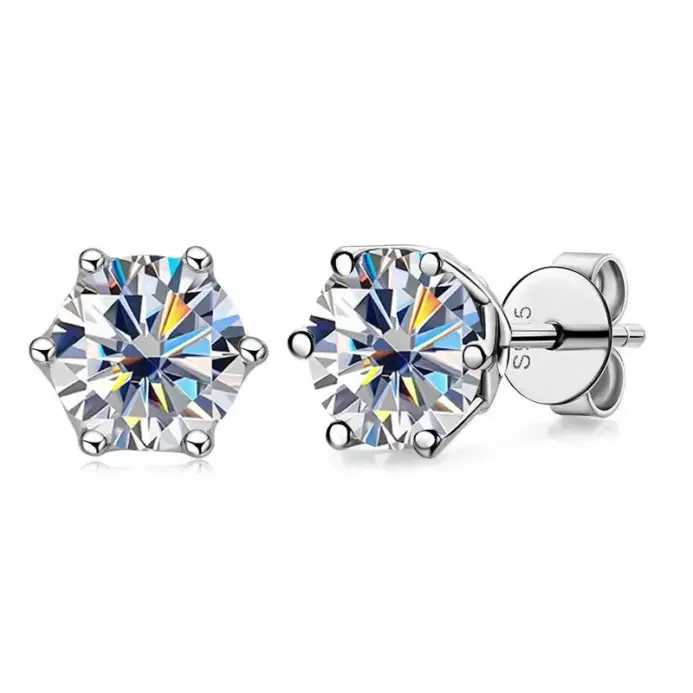 Pendientes de moissanita de Color Real de 1 CT D para mujer, joyería de boda brillante de Plata de Ley 925 de alta calidad 2