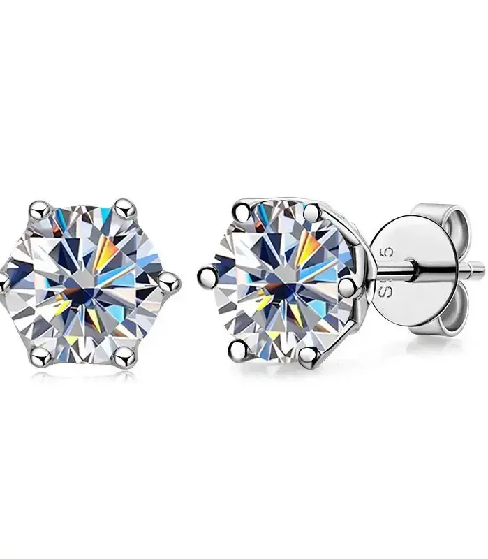 Pendientes de moissanita de Color Real de 1 CT D para mujer, joyería de boda brillante de Plata de Ley 925 de alta calidad 2