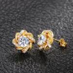 Pendientes delicados de circonia cúbica de Color dorado para mujer, pendientes de boda de diseño contraído a la moda, joyería de lujo 6