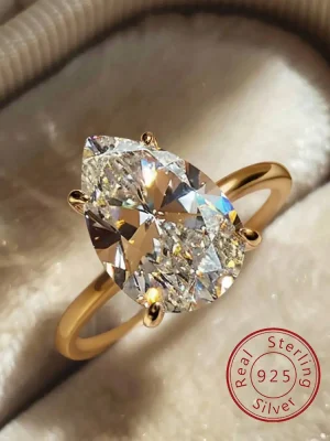Anillo de circón con forma de pera brillante Simple para mujer, de Plata de Ley 925, 1-4 CT, compromiso, boda, joyería fina de lujo de alta calidad 1