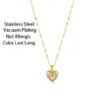 Collar con colgante de cristal con forma de corazón para mujer, cadena de clavícula de acero inoxidable a la moda coreana, joyería de boda Sexy para mujer 2
