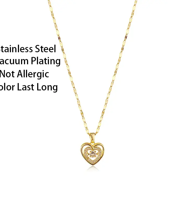 Collar con colgante de cristal con forma de corazón para mujer, cadena de clavícula de acero inoxidable a la moda coreana, joyería de boda Sexy para mujer 2