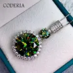 Collar con colgante de moissanita verde de 6-11 quilates chapado en oro blanco de 18 quilates, plata de ley, regalo de cumpleaños para mujer, joyería para fiesta 4