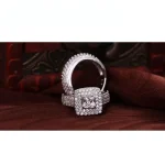 Anillo de compromiso de Color Plata de Ley 925, joyería romántica de moda, conjunto de bisel de circón cúbico, decoración para mujeres y niñas, venta al por mayor 4