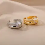 Anillos de Corazón para Mujer, Chapados en Oro, Ajustables, de Acero Inoxidable, Tendencia 2026, Joyería de Lujo para Parejas de Boda, Anillos para Mujer 6