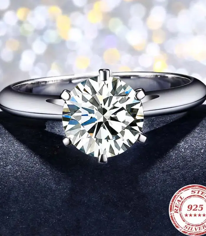 Anillo de Plata de Ley 925 con circonita cúbica para mujer, sortija de boda de compromiso Simple, a la moda, 1CT/2CT/ 3CT, regalo de joyería nupcial 2