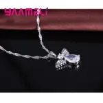 Venta promociones, bonitos conjuntos de joyería con forma de Ángel, cristal, Plata de Ley 925, colgante de Color, collar y pendientes, conjunto de cumpleaños para mujer 4