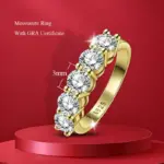Anillos de boda de moissanita de 5 piedras, banda de media eternidad de corte brillante redondo, anillo de boda de diamante de laboratorio de plata 925 de 3mm para mujeres y hombres 3 Anillos de boda de moissanita de 5 piedras, banda de media eternidad de corte brillante redondo, anillo de boda de diamante de laboratorio de plata 925 de 3mm para mujeres y hombres 3