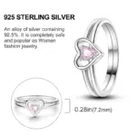 Anillos de circón en forma de corazón rosa para mujer, joyería de compromiso de boda romántica fina, anillos de Color plateado, primavera 925 31