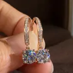 pendientes de gancho minimalistas con colgante redondo de circonia cúbica para mujer, accesorios simples y elegantes para las orejas, joyería de moda diaria para fiesta 2