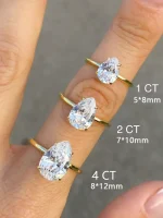 Anillo de circón con forma de pera brillante Simple para mujer, de Plata de Ley 925, 1-4 CT, compromiso, boda, joyería fina de lujo de alta calidad 6