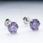 Pendientes de plata de ley 100% 925 de corte redondo, aretes de diamantes de moissanita auténtica púrpura, joyería fina con GRA, 1CT x 2 2
