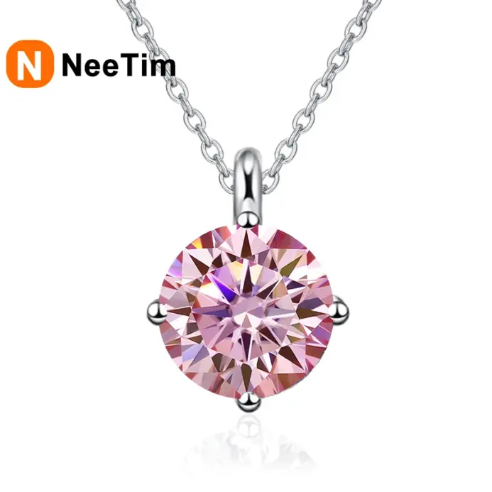 collar con colgante de moissanita auténtica para mujer, 1CT, 2CT, Plata de Ley 925 de alta calidad, joyería de lujo para fiesta de boda y novia 2