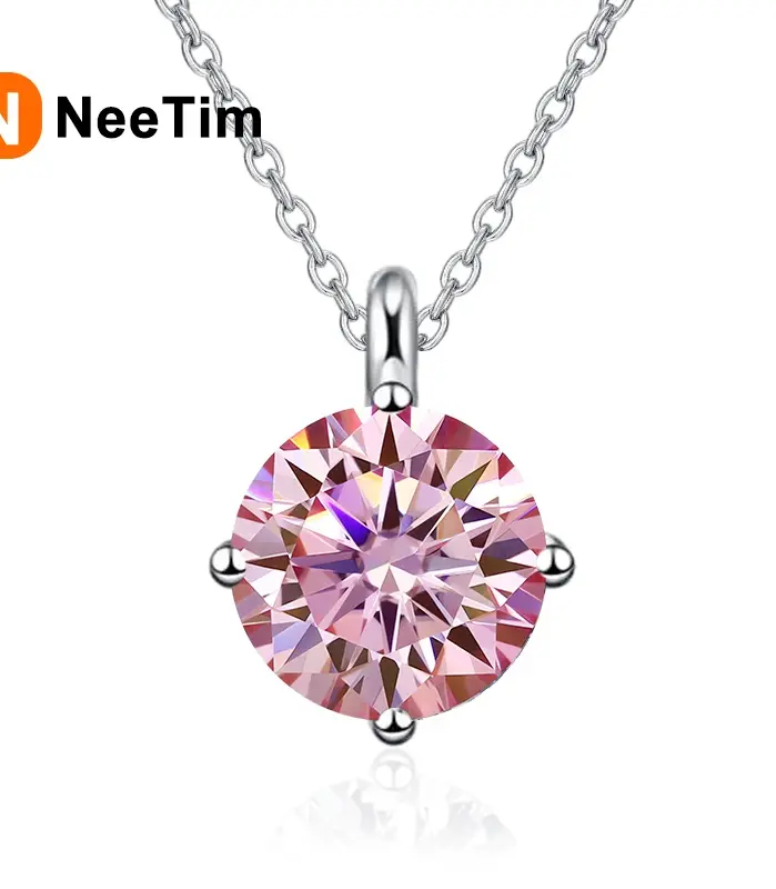 collar con colgante de moissanita auténtica para mujer, 1CT, 2CT, Plata de Ley 925 de alta calidad, joyería de lujo para fiesta de boda y novia 2