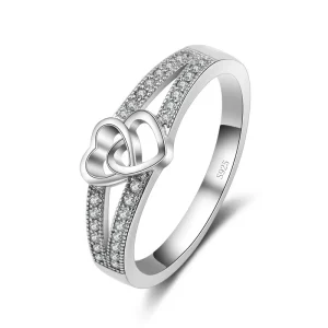 Anillo de Plata de Ley 925 de Color, regalos simples y dulces de estilo romántico para amantes, forma cruzada de amor para mujeres, joyería para ceremonia de compromiso 1