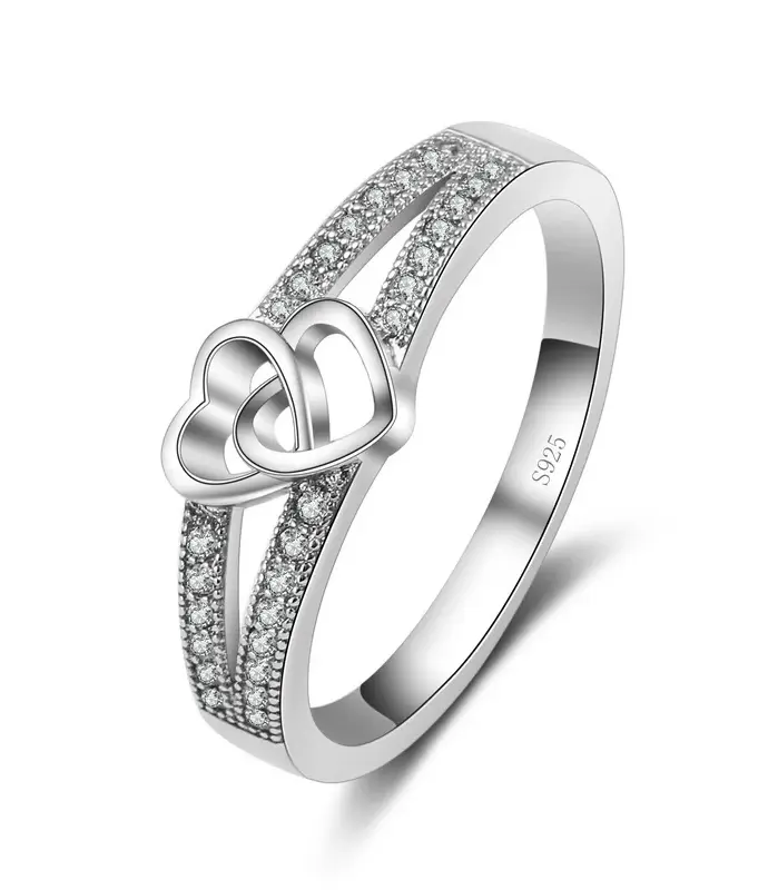 Anillo de Plata de Ley 925 de Color, regalos simples y dulces de estilo romántico para amantes, forma cruzada de amor para mujeres, joyería para ceremonia de compromiso 1
