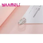 Anillo de Plata de Ley 925 de Color, regalos simples y dulces de estilo romántico para amantes, forma cruzada de amor para mujeres, joyería para ceremonia de compromiso 4