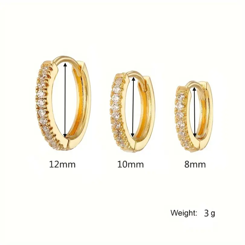 1 par de exquisitos pendientes de aro con decoración de circonita sintética, pendientes de moda para hombres y mujeres 4