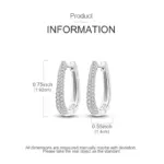 Pendientes de plata de ley 925 para mujer, aretes largos de aro en forma de U de circonio brillante para regalos de joyería de boda y aniversario 4