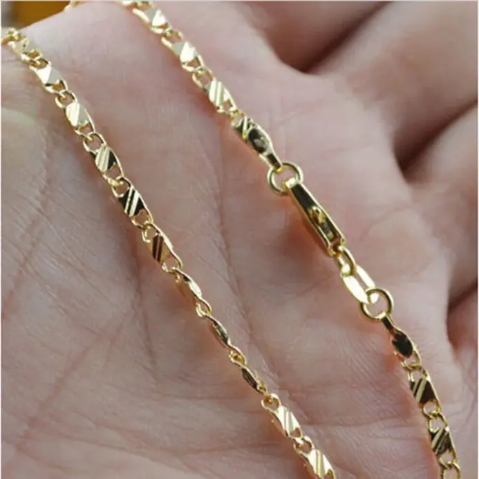Exquisito collar relleno de Color dorado de 18 quilates para mujeres y hombres, cadena de joyería de tamaño 16-30 pulgadas, venta al por mayor 1