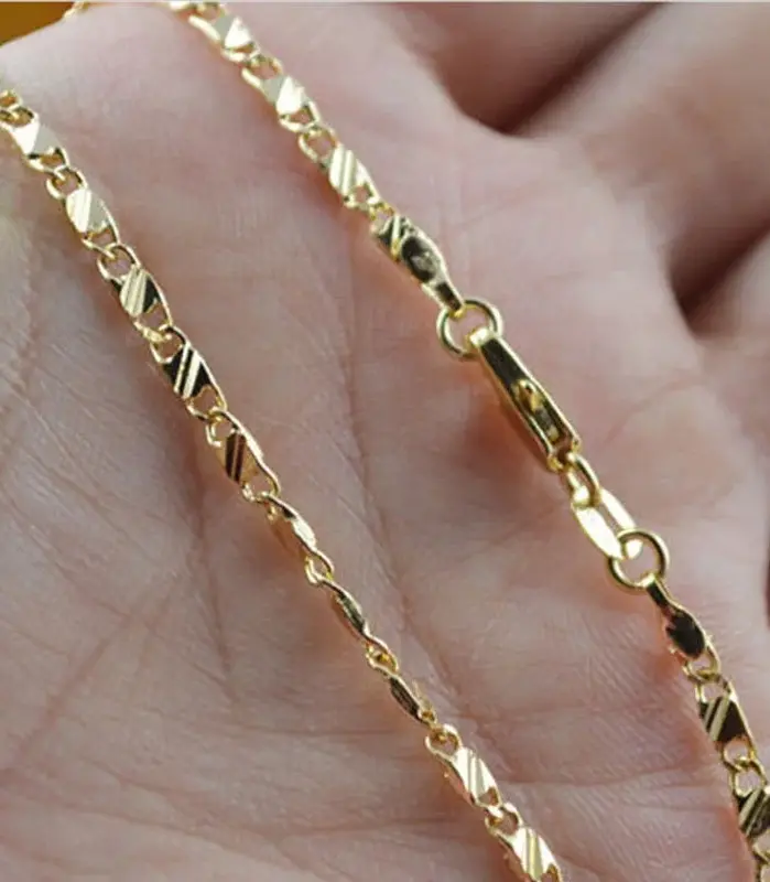 Exquisito collar relleno de Color dorado de 18 quilates para mujeres y hombres, cadena de joyería de tamaño 16-30 pulgadas, venta al por mayor 1