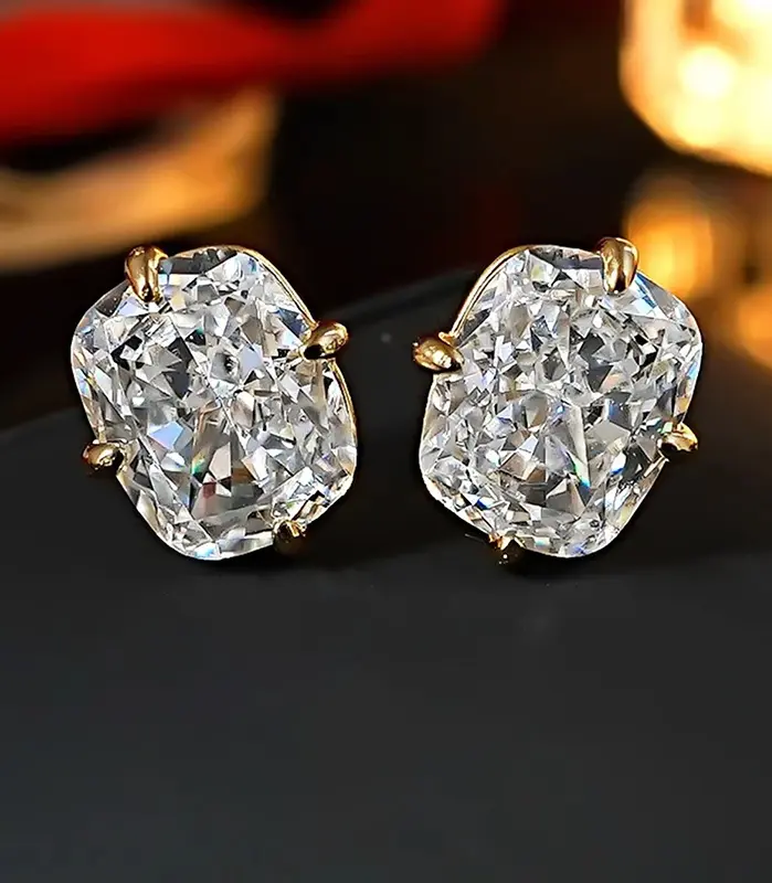 pendientes de tuerca para mujer, Color dorado con incrustaciones de circonita blanca grande, estilo Simple, accesorios diarios para fiesta, joyería de boda versátil a la moda 2