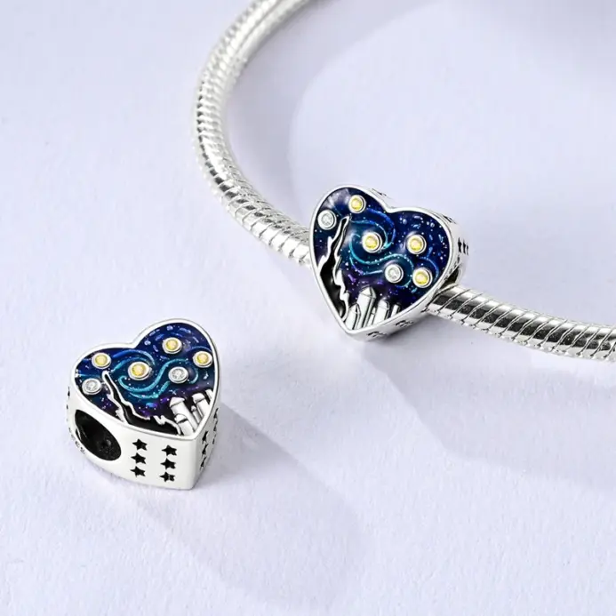 Abalorios originales de Plata de Ley 925 con forma de corazón y amor, colgante de cuentas compatible con Pulsera Original, collar, dijes DIY, regalo de joyería para hombre y mujer 2