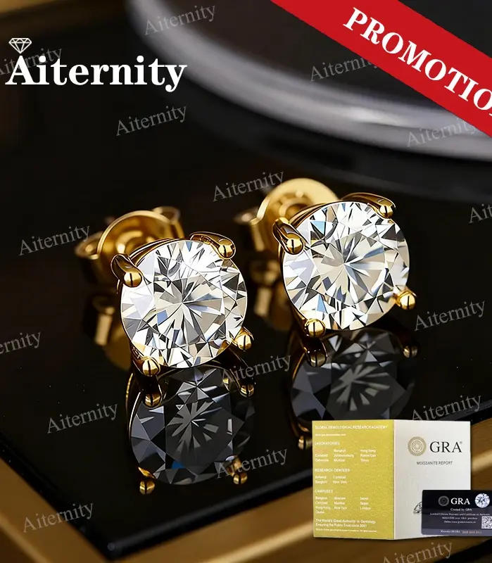 Pendientes de moissanita de 100% para mujer, joyería fina de Plata de Ley 925 con pluma de prueba de diamante, promoción 1