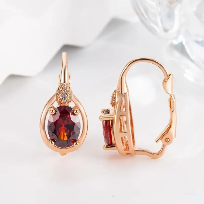 Exquisito conjunto de anillo y pendientes de collar de rubí de Plata de Ley 925 para mujer, joyería para fiesta de compromiso 5