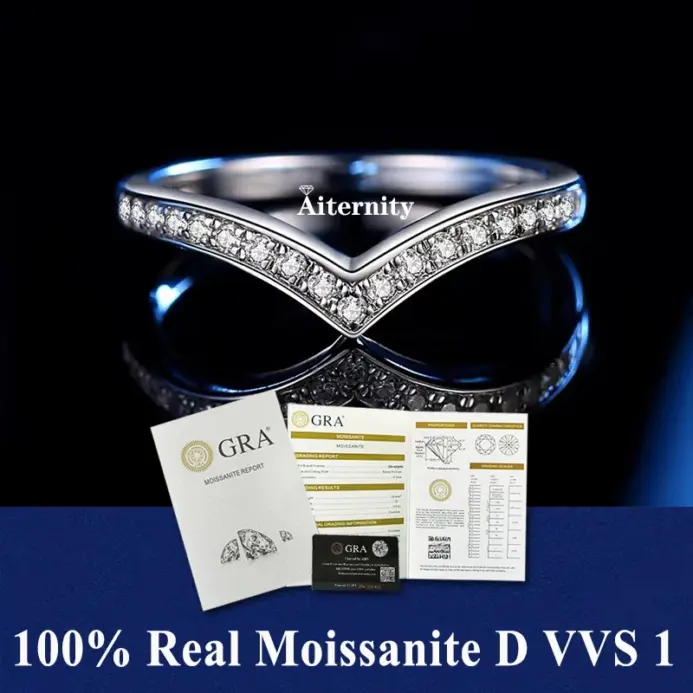100% Pass Diamond Tester Pen Moissanite Anillo de cola única para mujer Banda de diamantes de boda a juego para mujer Anillo de plata de ley 925 1