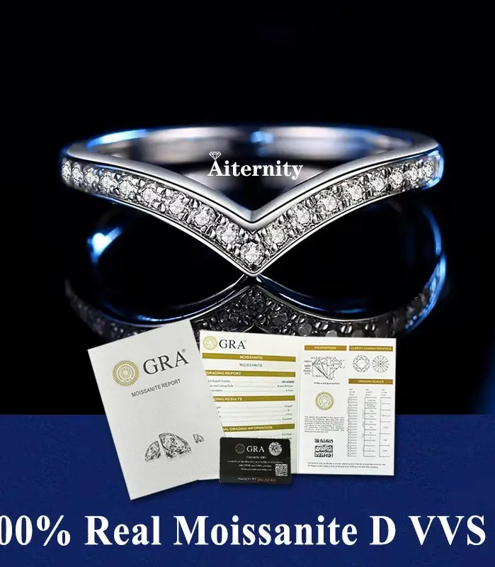 100% Pass Diamond Tester Pen Moissanite Anillo de cola única para mujer Banda de diamantes de boda a juego para mujer Anillo de plata de ley 925 1