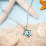 Juego de Joyería Original de Plata de Ley 925, Aretes, Anillos y Collar con Diseño de Tortuga Brillante para Mujer, Regalo de Joyería Fina y Elegante 4