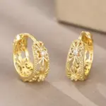 pendientes de aro para mujer, diseño calado, joyería elegante para fiesta de boda, Color plateado/dorado, accesorios CZ con incrustaciones 10