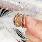 pendientes de aro de Color dorado para mujer, Circonia cúbica de arcoíris con incrustaciones de lujo, accesorios modernos para las orejas, joyería novedosa 6