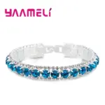 pulseras de Color plata con sello 925, circonita AAA completa, cristal austriaco, cadena de eslabones para mujer, brazaletes de joyería en 14 colores 2