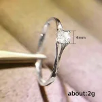 Huitan-anillos de boda minimalistas para mujer, con circonita cúbica de 4MM, accesorio Simple y elegante para dedo femenino, bandas de compromiso, joyería 6 Huitan-anillos de boda minimalistas para mujer, con circonita cúbica de 4MM, accesorio Simple y elegante para dedo femenino, bandas de compromiso, joyería 6