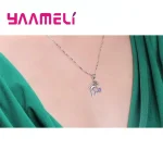 Conjuntos de joyería nupcial de Color plata esterlina 925, collares de cristal con diseño de delfín, pendientes de aro para mujeres y niñas, aniversario de compromiso 2