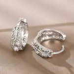 pendientes de aro para mujer, diseño calado, joyería elegante para fiesta de boda, Color plateado/dorado, accesorios CZ con incrustaciones 2