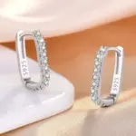 Pendientes de aro circulares de Plata de Ley 925 para mujer, pendientes de circonia de cristal de lujo a la moda, joyería versátil para fiesta y boda 1