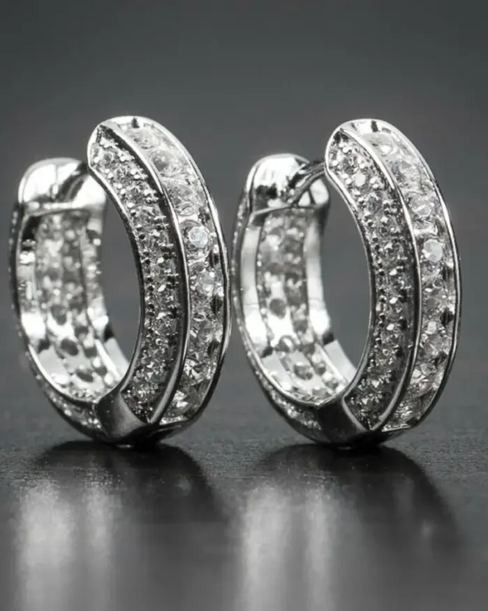 Pendientes de aro redondos de Hip Hop para hombre, Circonia cúbica de cristal, joyería masculina versátil, pendiente circular de tendencia, regalo 2