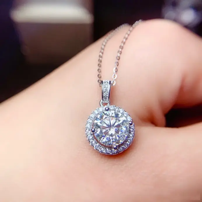 Moda de lujo clásico 1ct GRA Moissanite collar cuadrado Irregular para mujeres encantadoras 925 regalo de joyas de fiesta de plata 2